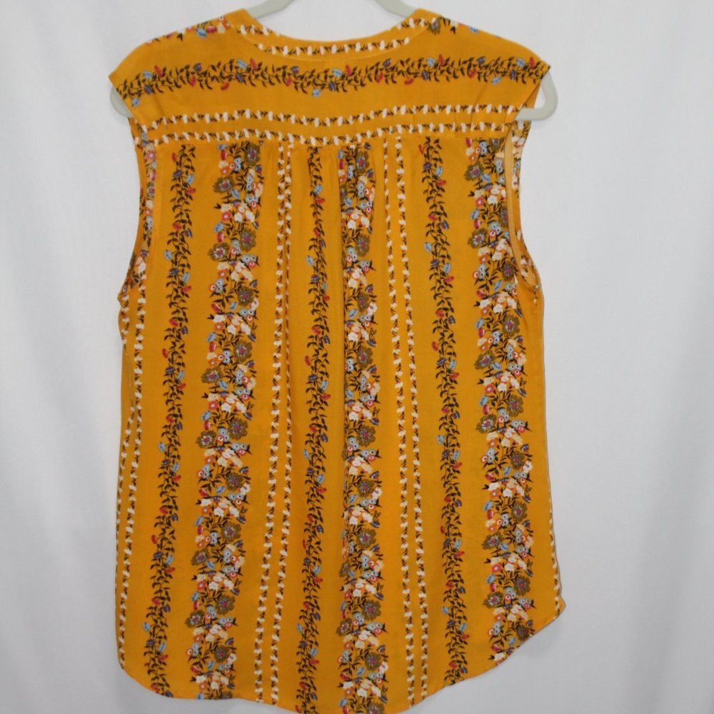 Old Navy Golden Yellow Floral Vertical Stripe Sleeveless Top - Picture 12 of 13